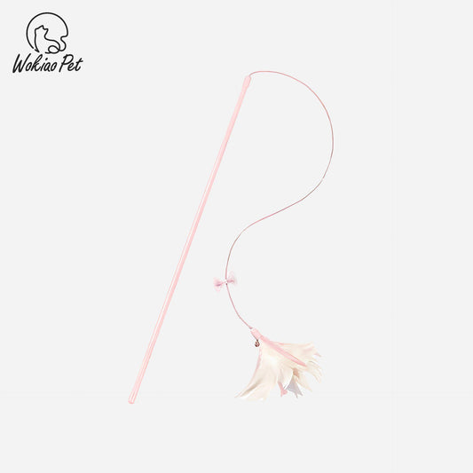 Fluffy Feather Cat Wand - Bell and Elastic Rope Included.