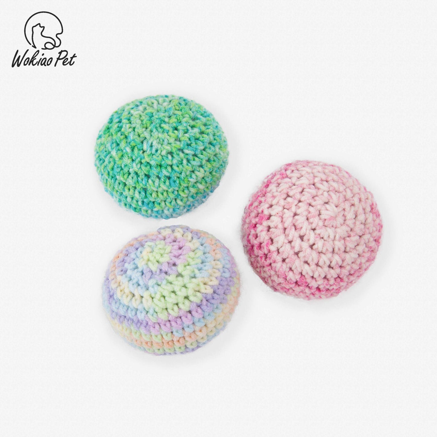 Colorful Handmade Sound Emitting Bell Elastic Cat Toy Yarn Ball